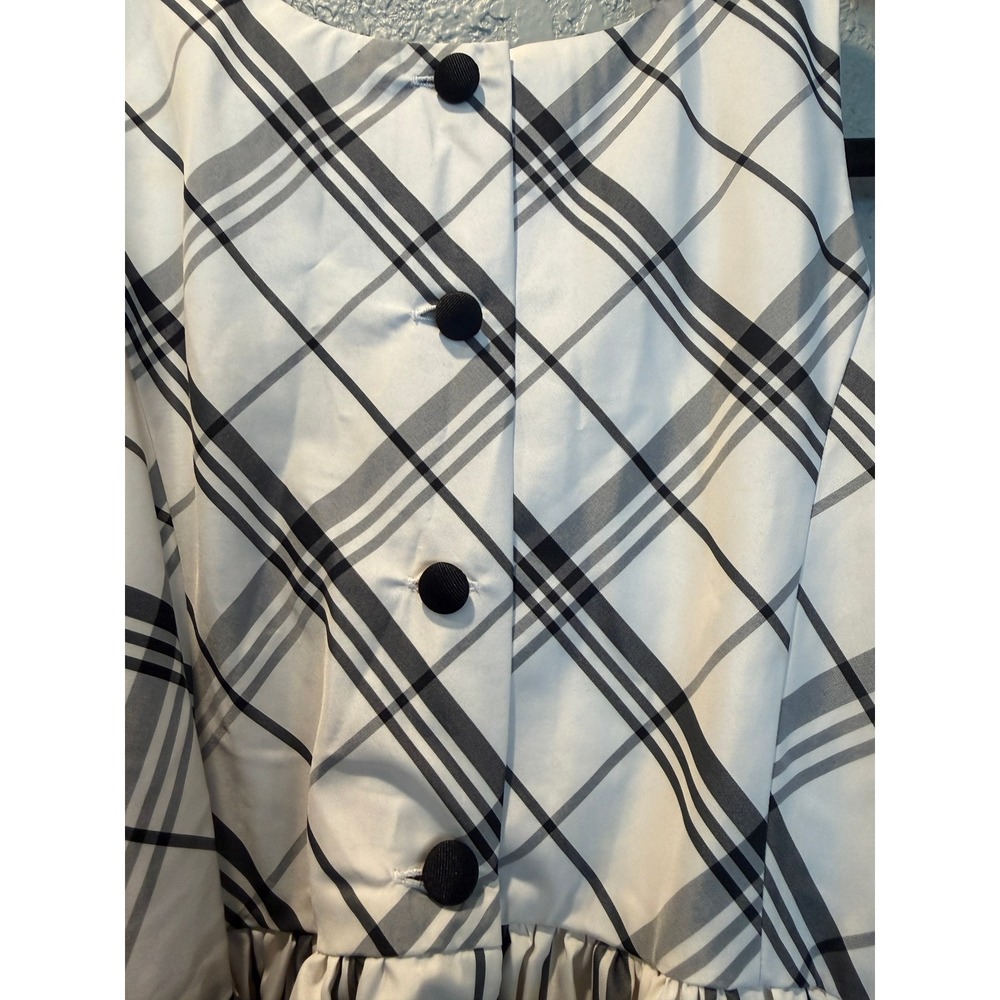 Polo Ralph Lauren Girls Black White Plaid Fit Flare Dress Size 10 Holiday Party - Picture 3 of 10